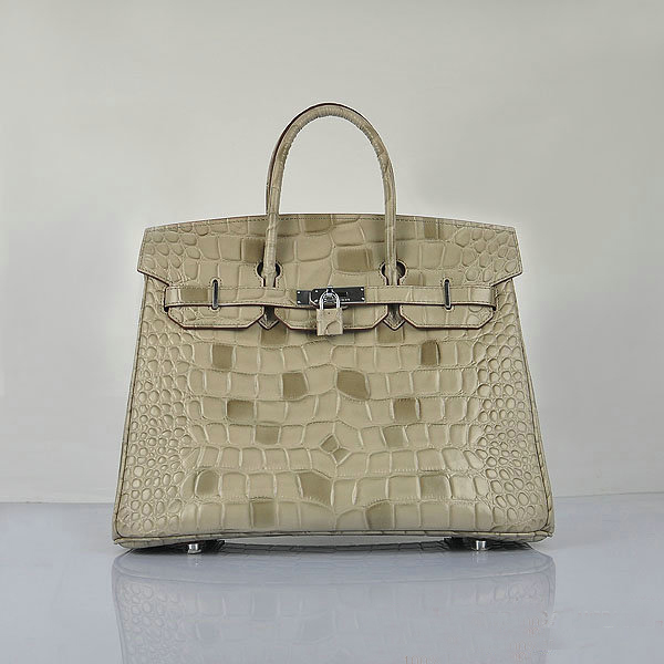 H6089 Hermes Birkin 35CM Borsa Croco in pelle H6089 Grigio